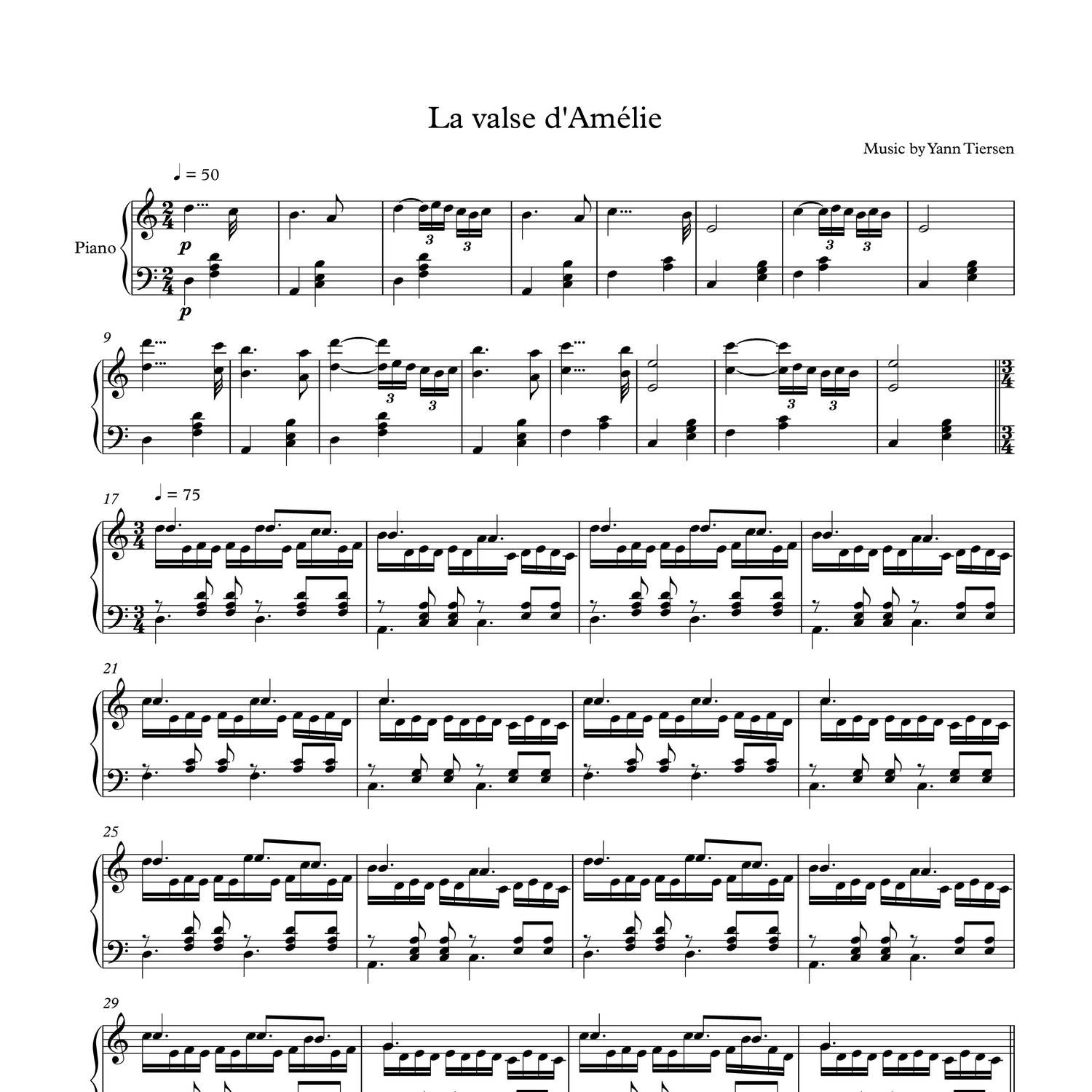 amelie sheet music free